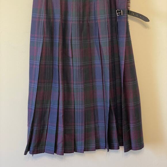 Hector Russell Small 26-28” waist tartan plaid pure wool kilt Scottish red blue - Picture 3 of 11